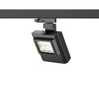 Black Fenley track light angled view mounted on a black rail