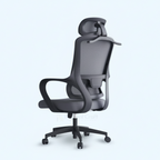 Black Miku office chair rear view with headrest and curved armrests