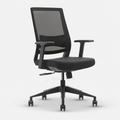 Black Patio office chair front angled view with mesh back and wheeled base