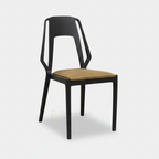 Black Bliss dining chair with open back and brown seat cushion