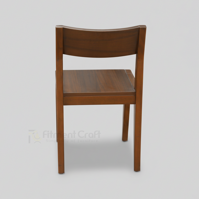 Brown Oaklyn dining chair rear view with curved upper backrest