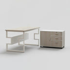 Cadence executive desk and matching mobile cabinet on castors, angled view