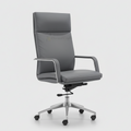 Grey Comfix high-back office chair with armrests and silver wheeled base