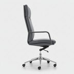 Grey Comfix high-back office chair with slim armrests, side view