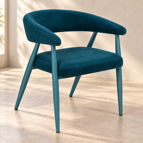 Deep Teal Contour café chair with padded wraparound arms in a quiet café corner