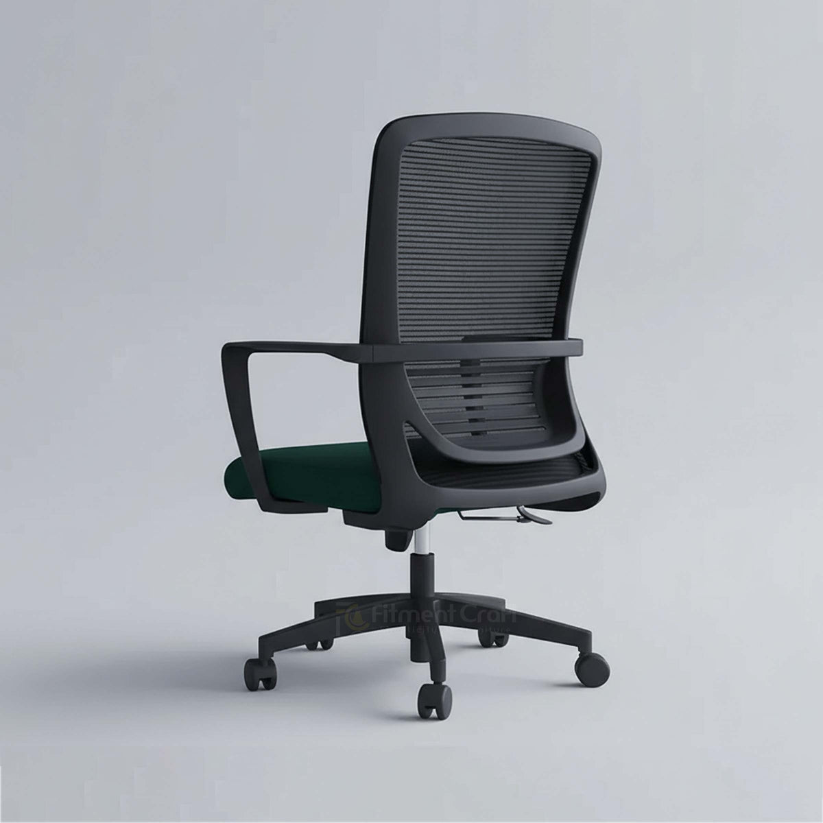 Core executive chair rear view with black mesh back and green seat