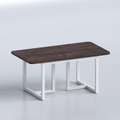 Dark brown Craving dining table top on white rectangular frame legs