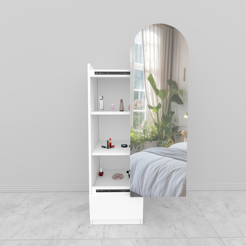 White laminated board dressing table with 5 mm mirror for bedroom interior
