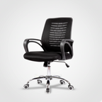 Black Echo office chair with mesh back, curved arms and silver wheeled base