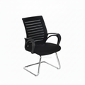 Black Epitome visitor chair with mesh back, armrests and chrome sled base