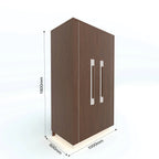 Brown Farzen double-door cupboard with pale handles and dimension annotations
