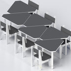 Grey Fusion modular school tables and chairs arranged in rows