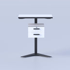 Contemporary classroom teacher table with durable laminating board and powder coated metal base
