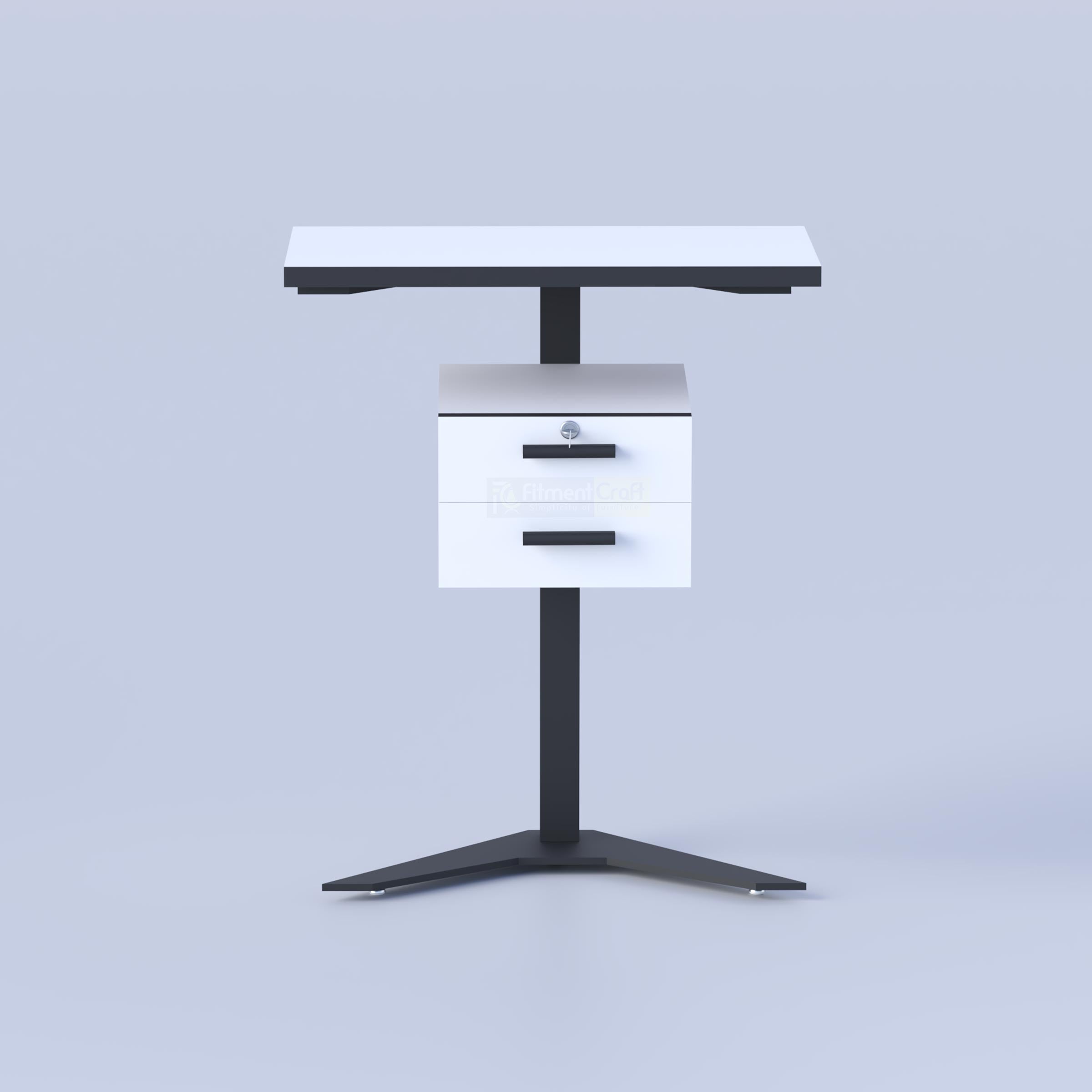 Contemporary classroom teacher table with durable laminating board and powder coated metal base