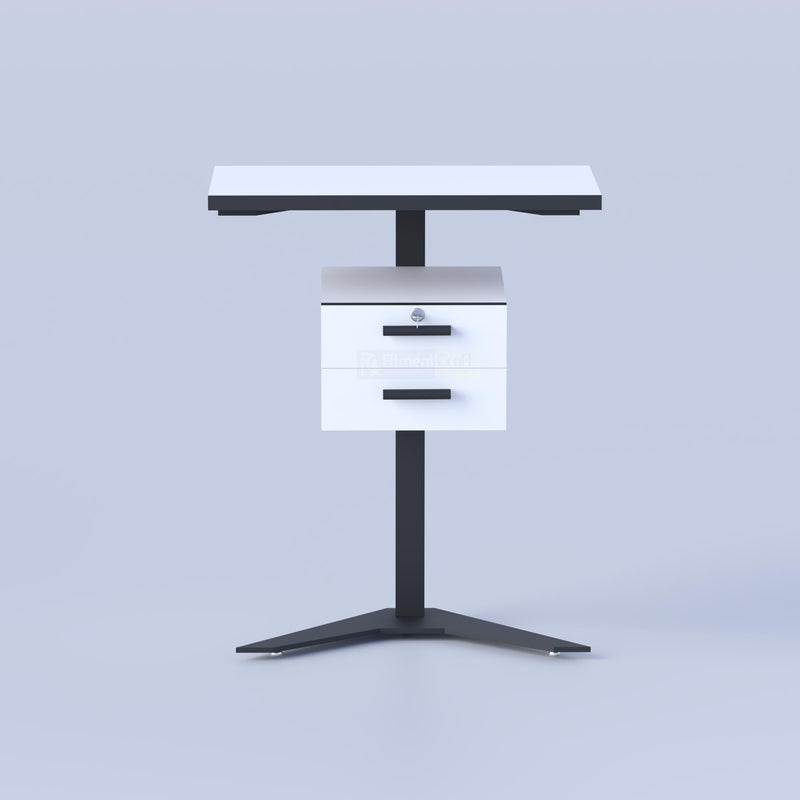 Contemporary classroom teacher table with durable laminating board and powder coated metal base