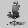 Black Inform office chair with mesh back, headrest and wheeled base