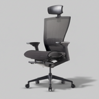 Black Inform office chair with mesh back, headrest and wheeled base