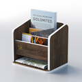 Brown and white Lineup file holder with books, stationery compartments and lower paper slot