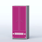 Magenta Carino two-door almirah angled view with grey side panel