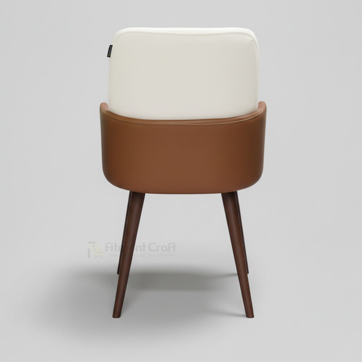Milo dining chair rear view showing cream backrest and brown outer panel