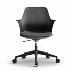 Black Modax swivel chair with matching wheeled base, front view