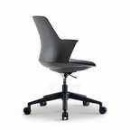 Black Modax swivel chair with matching wheeled base, rear angled view