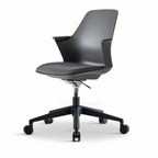 Black Modax office chair with curved shell, grey seat pad and caster base