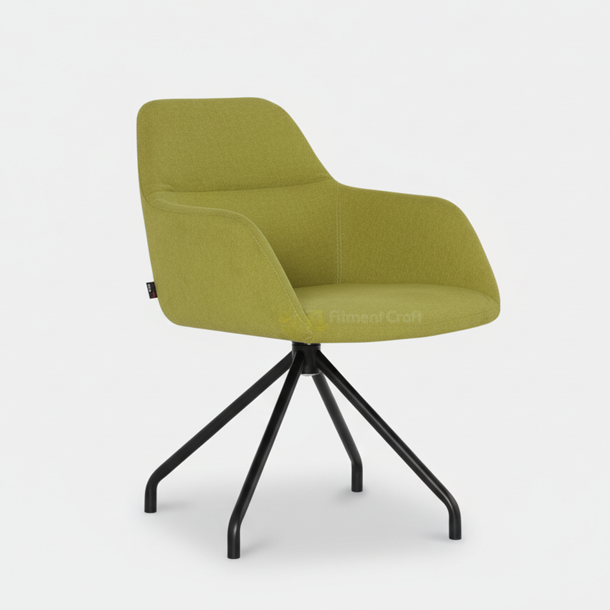 Green Morph chair with curved armrests and black four-point base