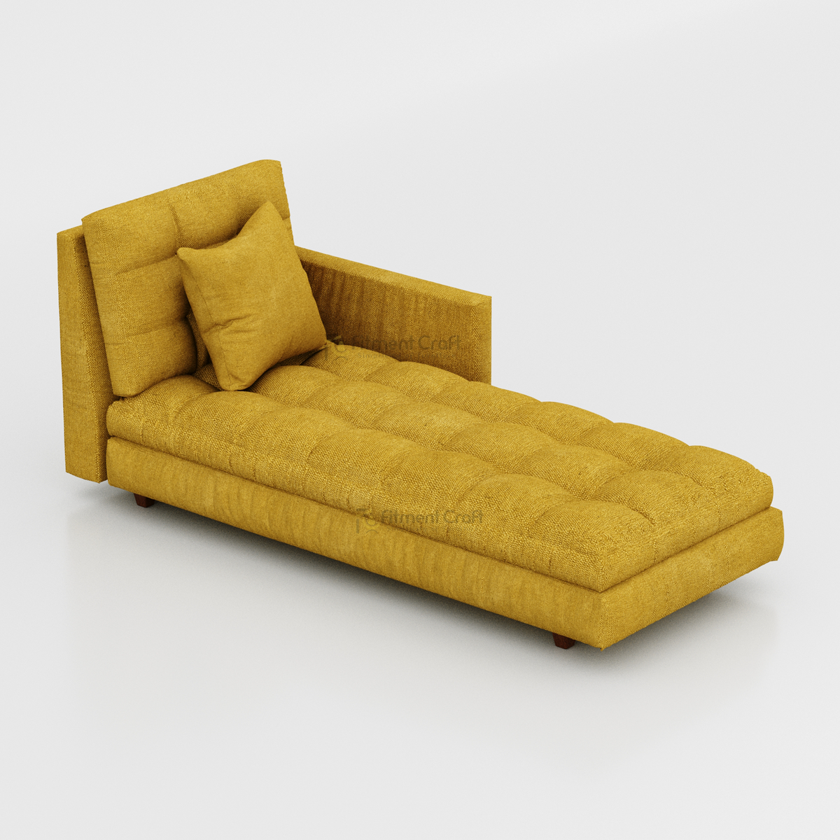 Mustard yellow Motif divan sofa with tufted seat, back cushion and single side arm