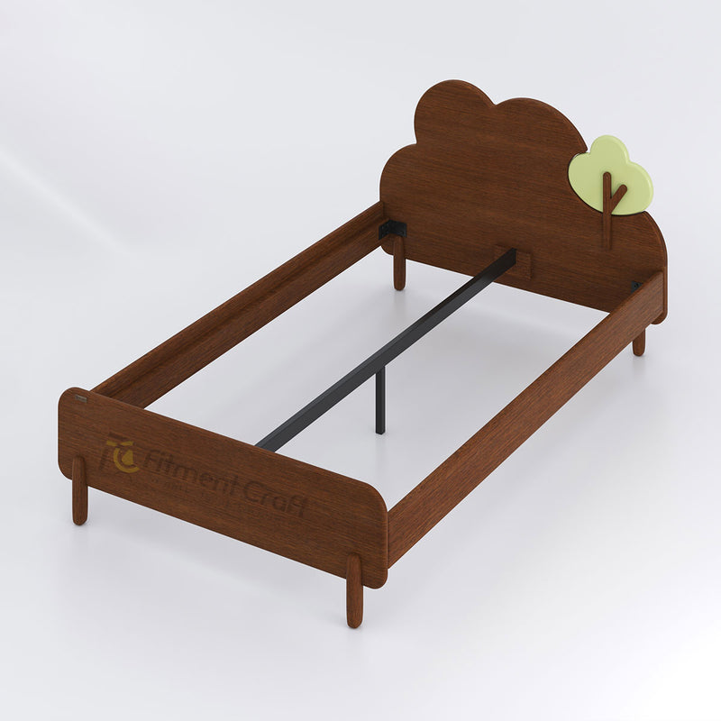 Nature children’s bed frame without mattress showing central support rail