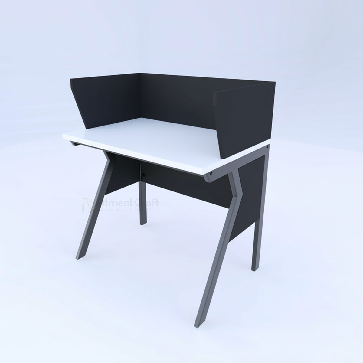 Orbix single workstation with white top and black privacy panels