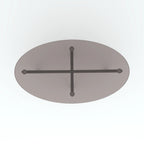 Parabola centre table overhead view with oval tinted top and cross-shaped supports