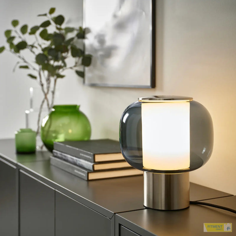 HÖGVIND table lamp nickel plated grey glass - Standard - image 1