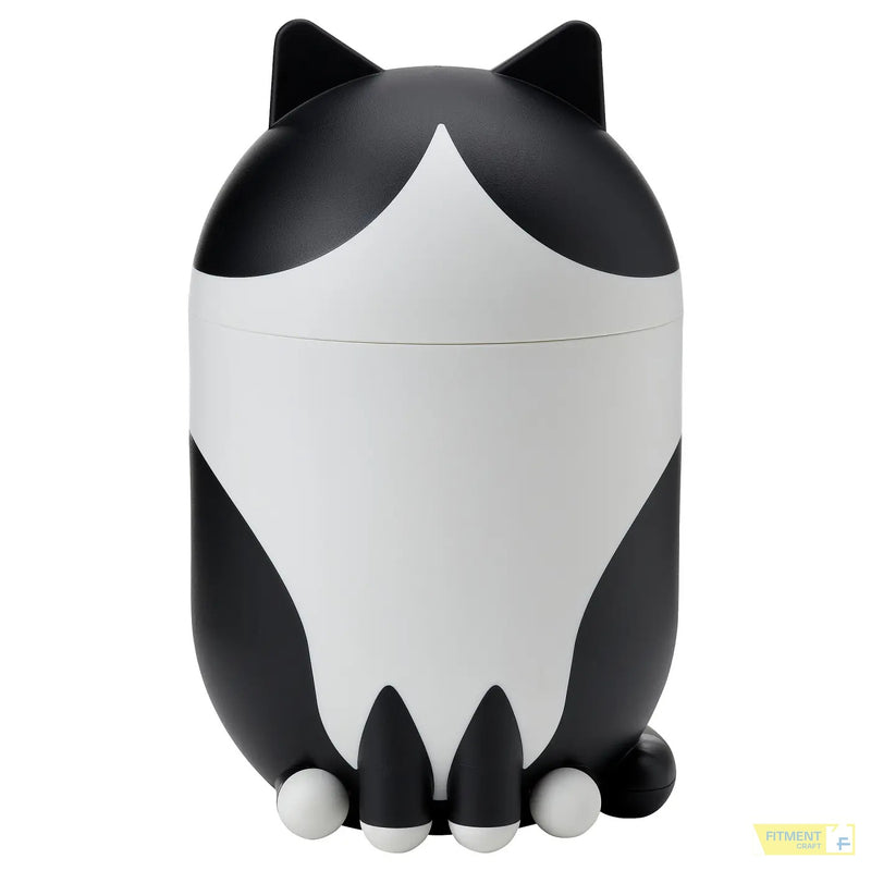 GREJSIMOJS storage with lid cat shaped black white