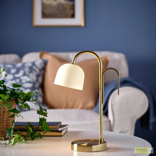 TVÅMASTAD LED portable lamp battery operated brass opal white glass - Standard - image 1