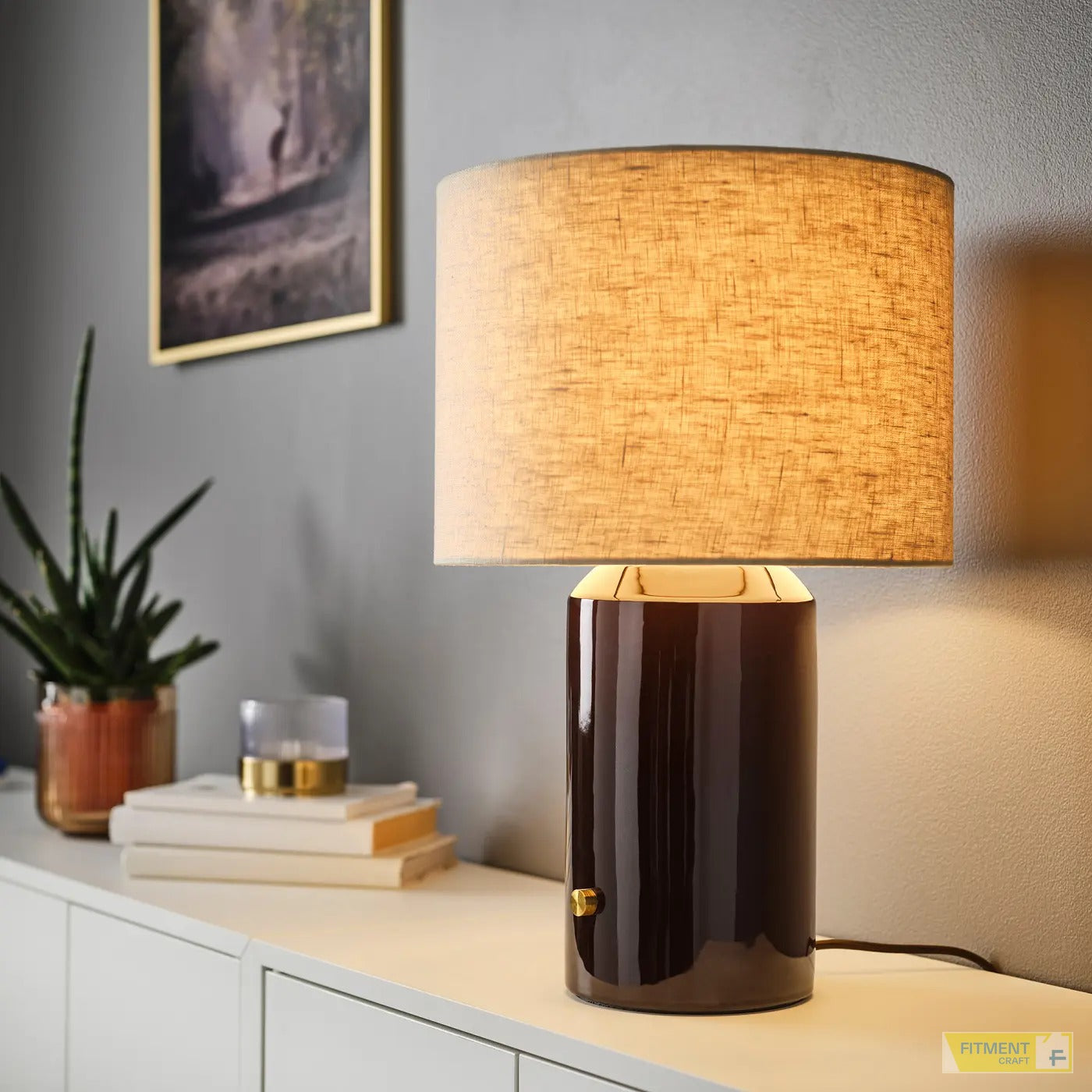 HALGATT table lamp dimmable beige brown ceramic 49 cm - Standard - image 1