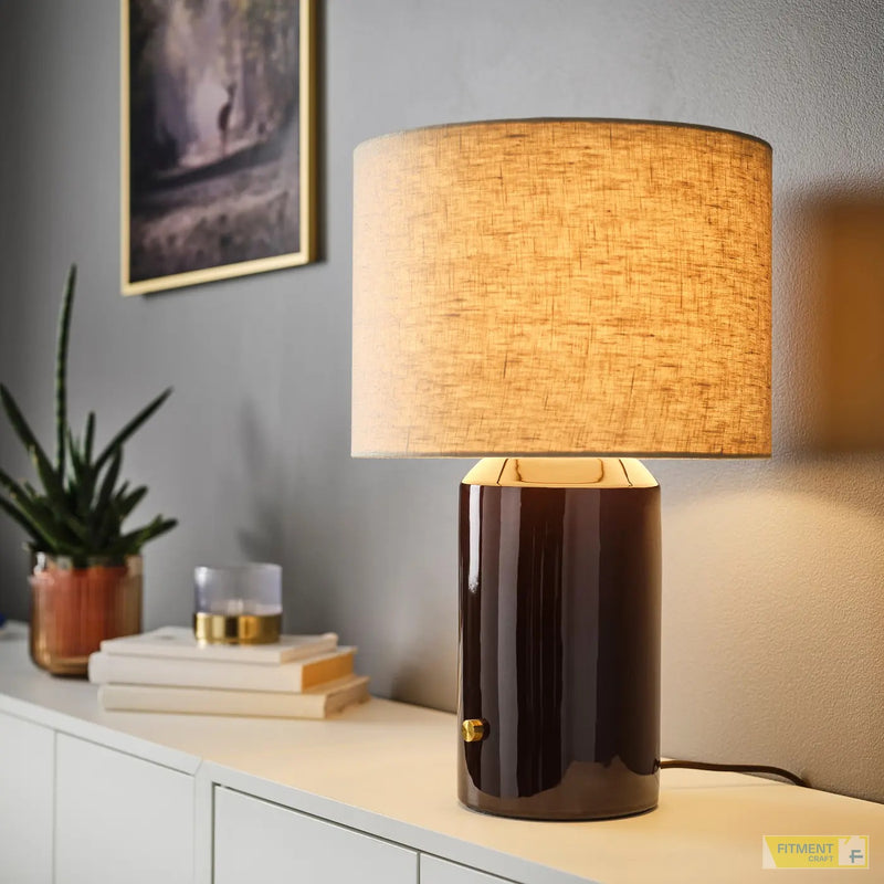 HALGATT table lamp dimmable beige brown ceramic 49 cm