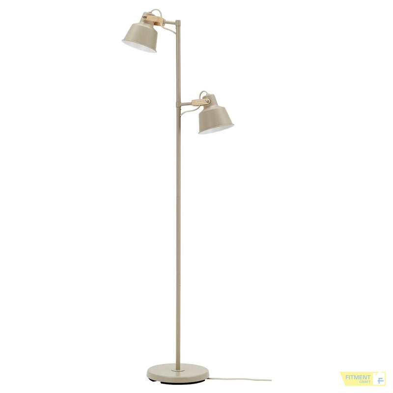 SJÖMAKT floor lamp with 2 spot beige ash