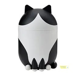 GREJSIMOJS storage with lid cat shaped black white