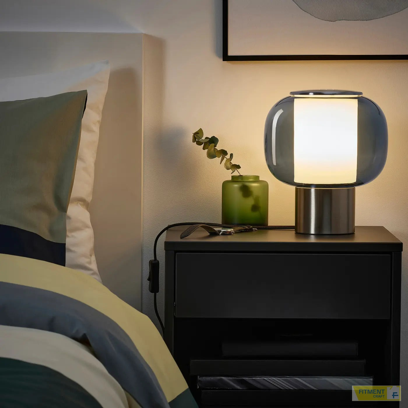HÖGVIND table lamp nickel plated grey glass - Standard - image 3