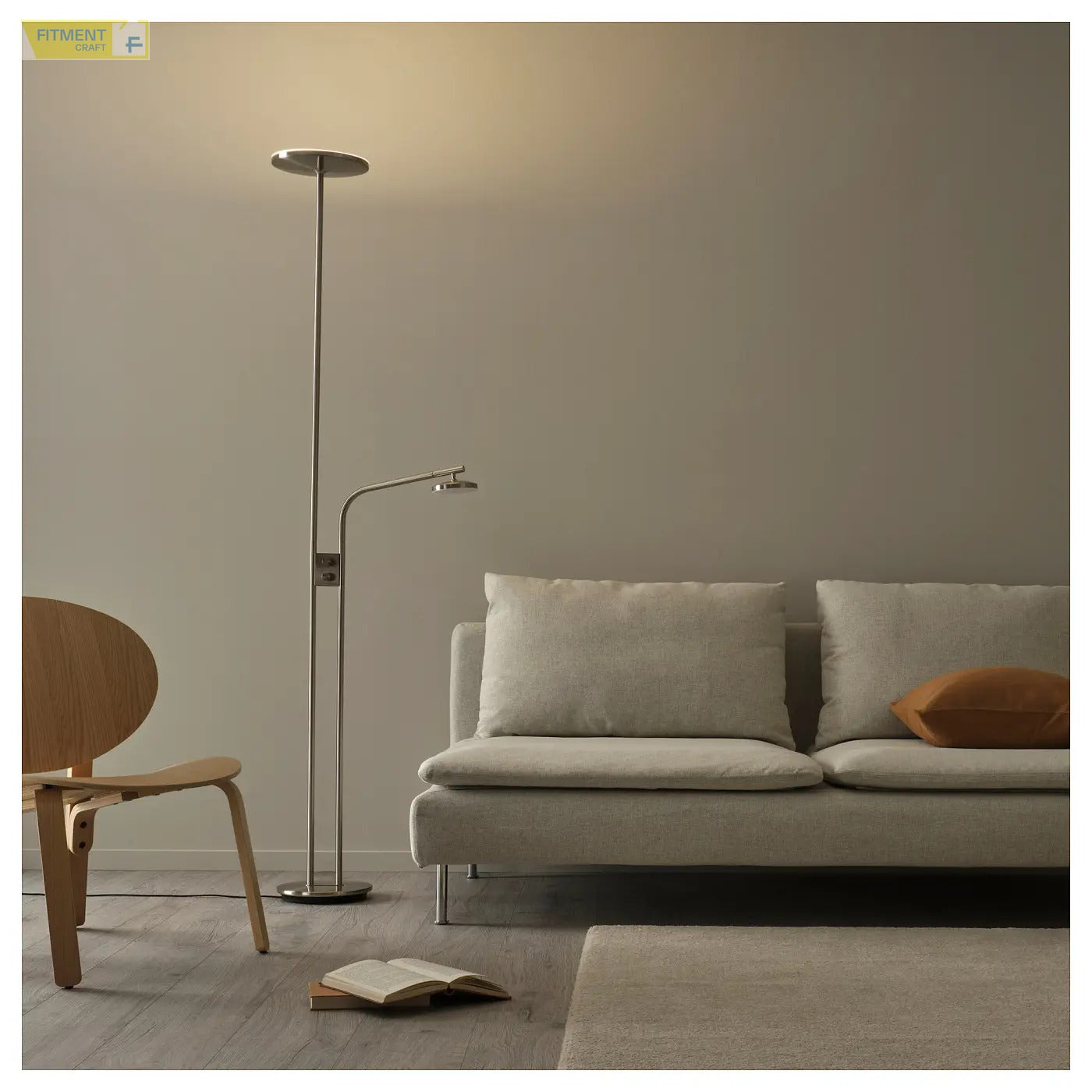 ISJAKT LED floor uplighter reading lamp dimmable nickel plated 180 cm - Standard - image 3
