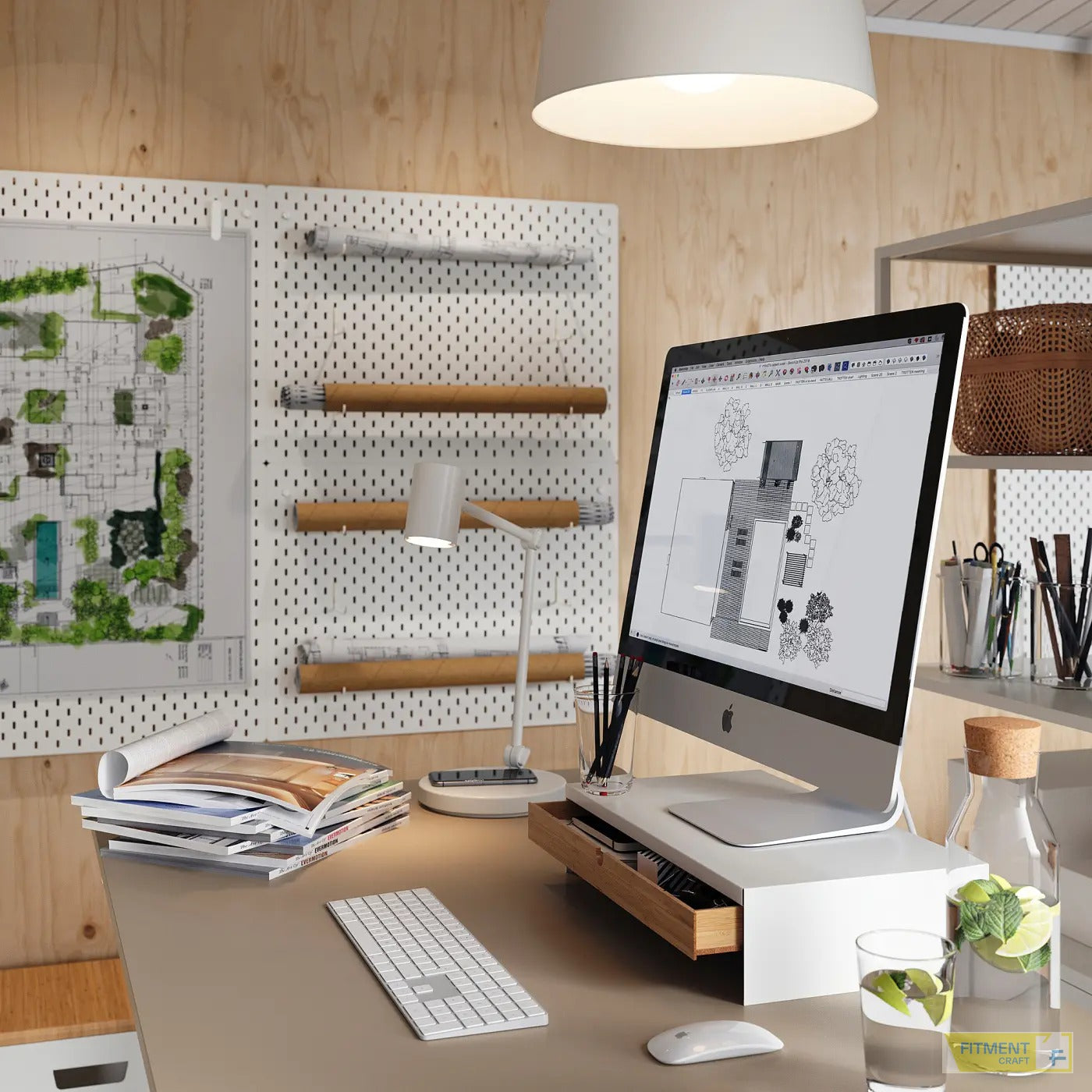 ELLOVEN monitor stand with drawer white - Gallery - image 3