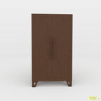 Front view of brown Haze cupboard cabinet with two tall doors and long handles