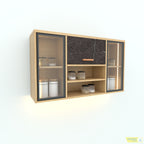 Jasmine kitchen Hanging Cabinet - Red-Oak, Black & Glass - image 4