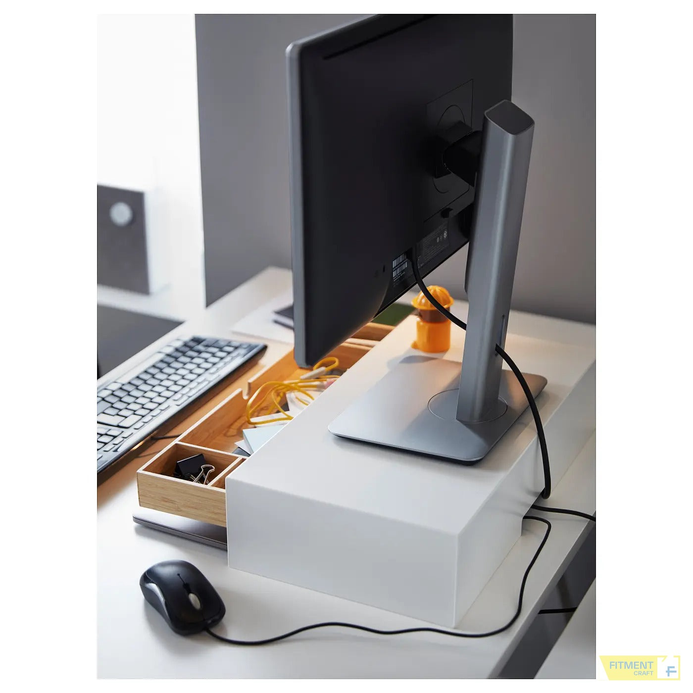 ELLOVEN monitor stand with drawer white - Gallery - image 5