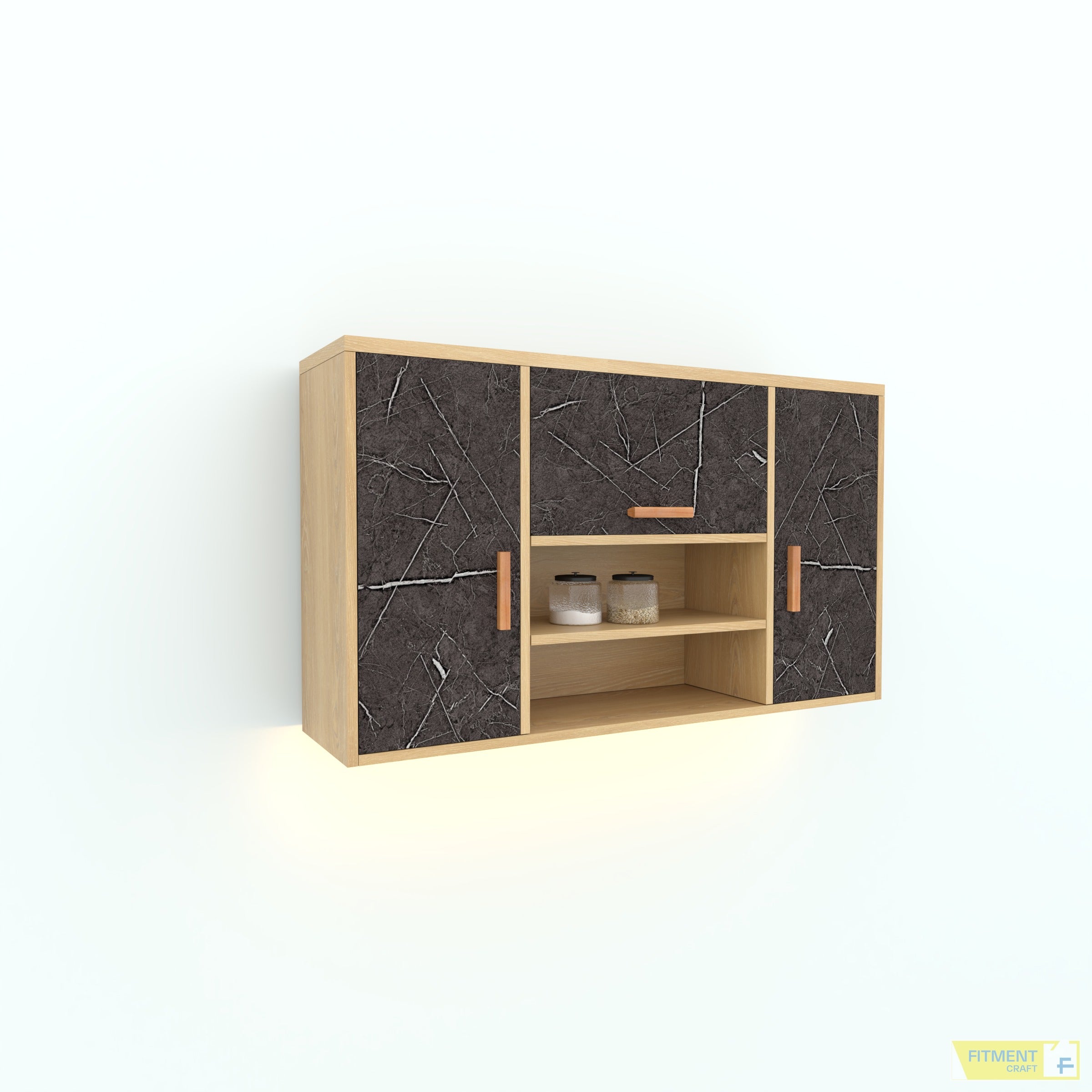 Jasmine kitchen Hanging Cabinet - Red-Oak & Black - image 9