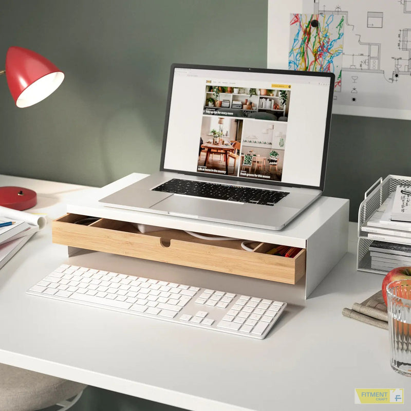 ELLOVEN monitor stand with drawer white - Gallery - image 6