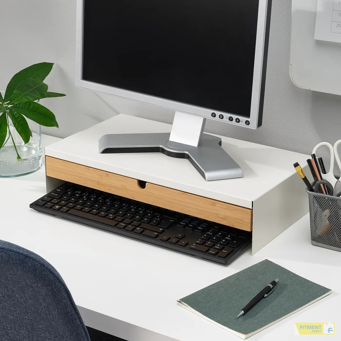 ELLOVEN monitor stand with drawer white - Gallery - image 7