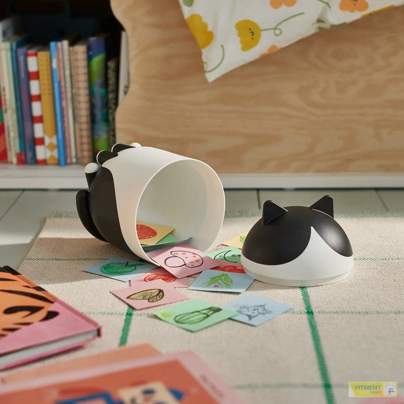 GREJSIMOJS storage with lid cat shaped black white - Standard - image 6