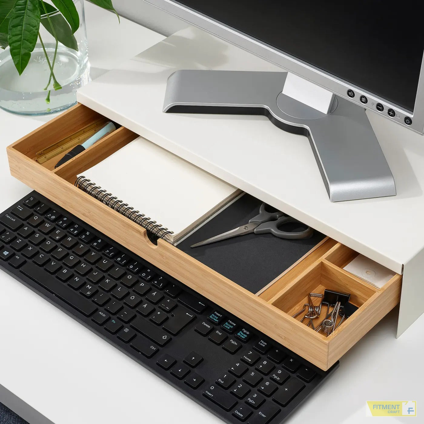 ELLOVEN monitor stand with drawer white - Gallery - image 8
